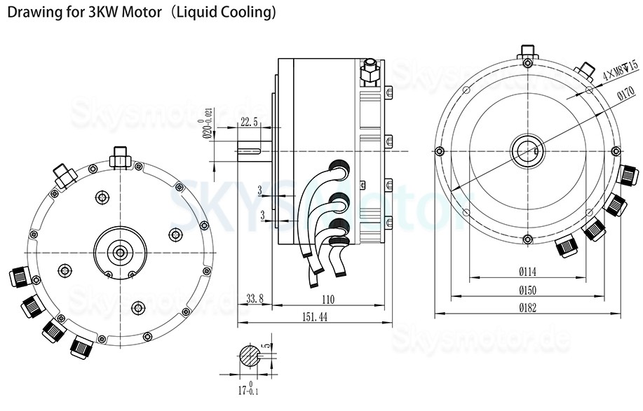 48V/72V 3KW Bürstenloser Radnabenmotor + Controller Kit HPM3000A-EZ-A48400-kit Für Elektrofahrräder, Mountainbikes und Motorräder